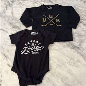 Vegas Golden Knights Hockey Black Desert Hockey Onesie and VGK Sweatshirt Set